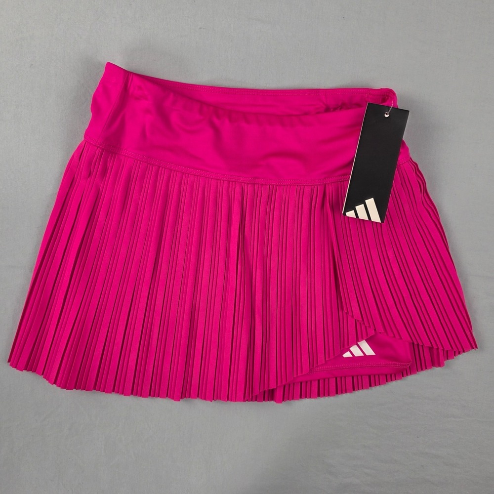 NEW WT Adidas Girls Pleated Skort in Shock Pink Size Large Slim Fit